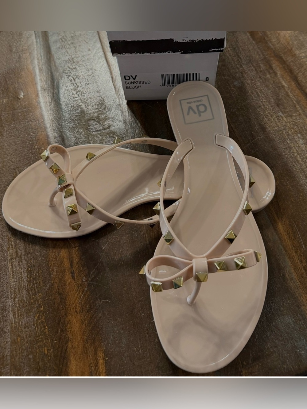 Dolce Vita Women’s  Size 8 Sunkissed Blush Studded Jelly Bow Sandals NIB